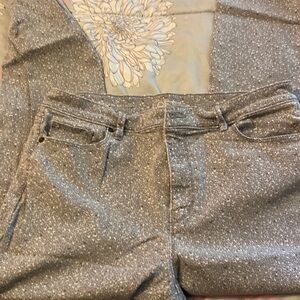 Light blue flowered jeans.